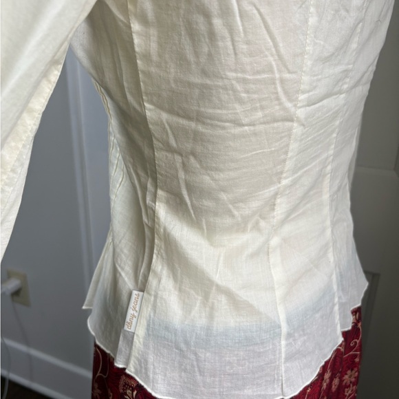 Vintage Late 90s/Y2K DKNY Jeans Cotton Crochet Peasant Blouse - Picture 8 of 15